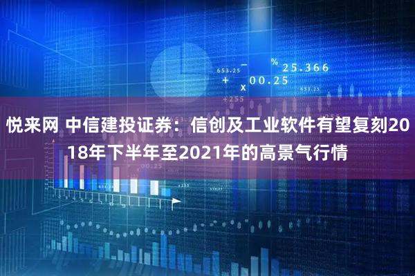 悦来网 中信建投证券：信创及工业软件有望复刻2018年下半年至2021年的高景气行情